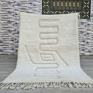 Luxurious Handwoven Wool Moroccan Rug - Soft Ivory Texture for Home Decor, Handmade Rug, White Rug, Moroccan Carpet, Beni Ourain Rug 8x10