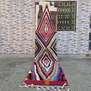 colorful custom runner - Moroccan runner rug - Pink runner rug - Hallway runner Morrocan - Soft Wool runner - Berber runner Pink and red
