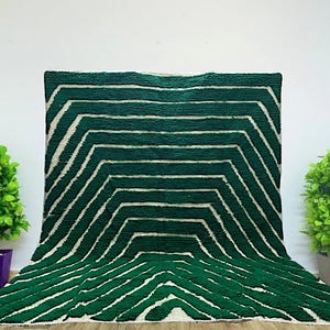 Beni ourain rug , Morroccan rug , Handmade Green Wool Rug, Moroccan Berber Colorful Rug, Unique Handcrafted Rug, Boho Chic Home Decor.