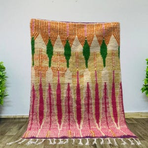 Moroccan area rug - Beni ourain rug Pink - Handmade rug - Moroccan rug - Beni ourain rug - Berber rug - Minimalist rug - Wool area rug
