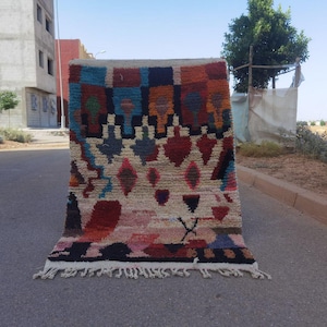 Moroccan rug minimalist striped design - Beni ourain rug - Handmade berber rug - Custom size rug - Wool area rug - Living room rug 8x10