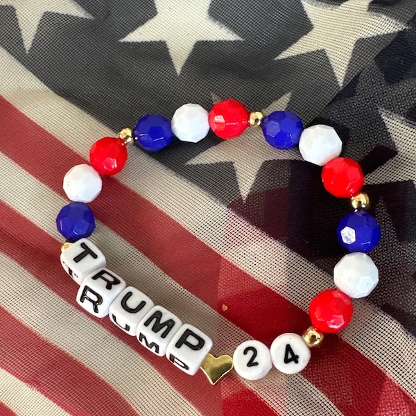 Trump 24 Beaded Bracelet | Presidential Elegance |Trump  Handcrafted Beaded Bracelet | Patriotic Jewelry |MAGA | USA