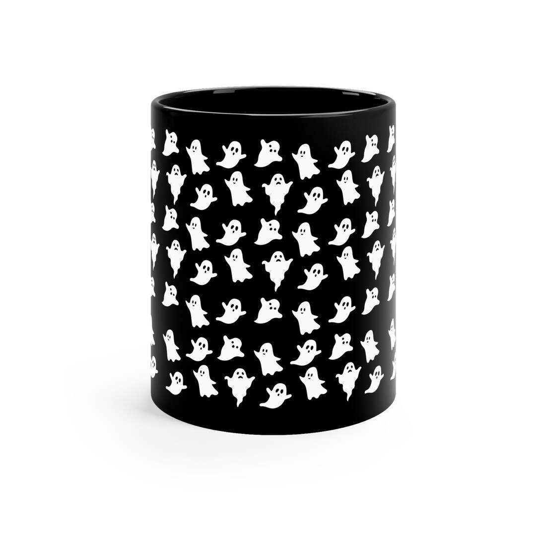 Black and White Ghost Coffee Cup 11oz Halloween Coffee Mug Etsy