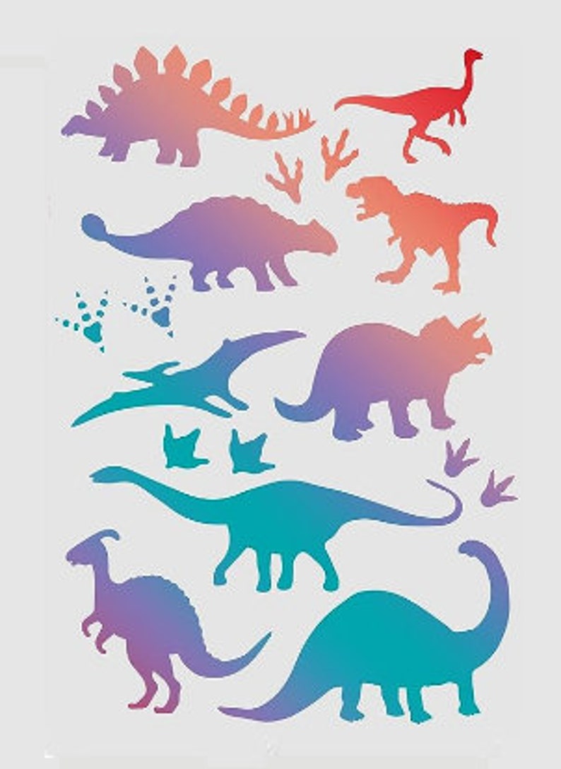 Dinosaurs Stencil 19 X 27 Cm Etsy