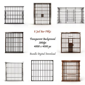 8 Jail Bar Clipart PNG Bundle - High-Quality jail bar PNG, Transparent PNG, Instant Download, Commercial Use, 4000 x 4000px