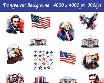 Presidents Day Clipart Bundle: American History PNGs (Commercial Use)