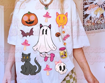 Retro Geist Cartoon PNG | Vintage Halloween png, Retro Kürbis png, Trendige Herbst Halloween png, Gruselige Jahreszeit png, Süßes oder Saures png