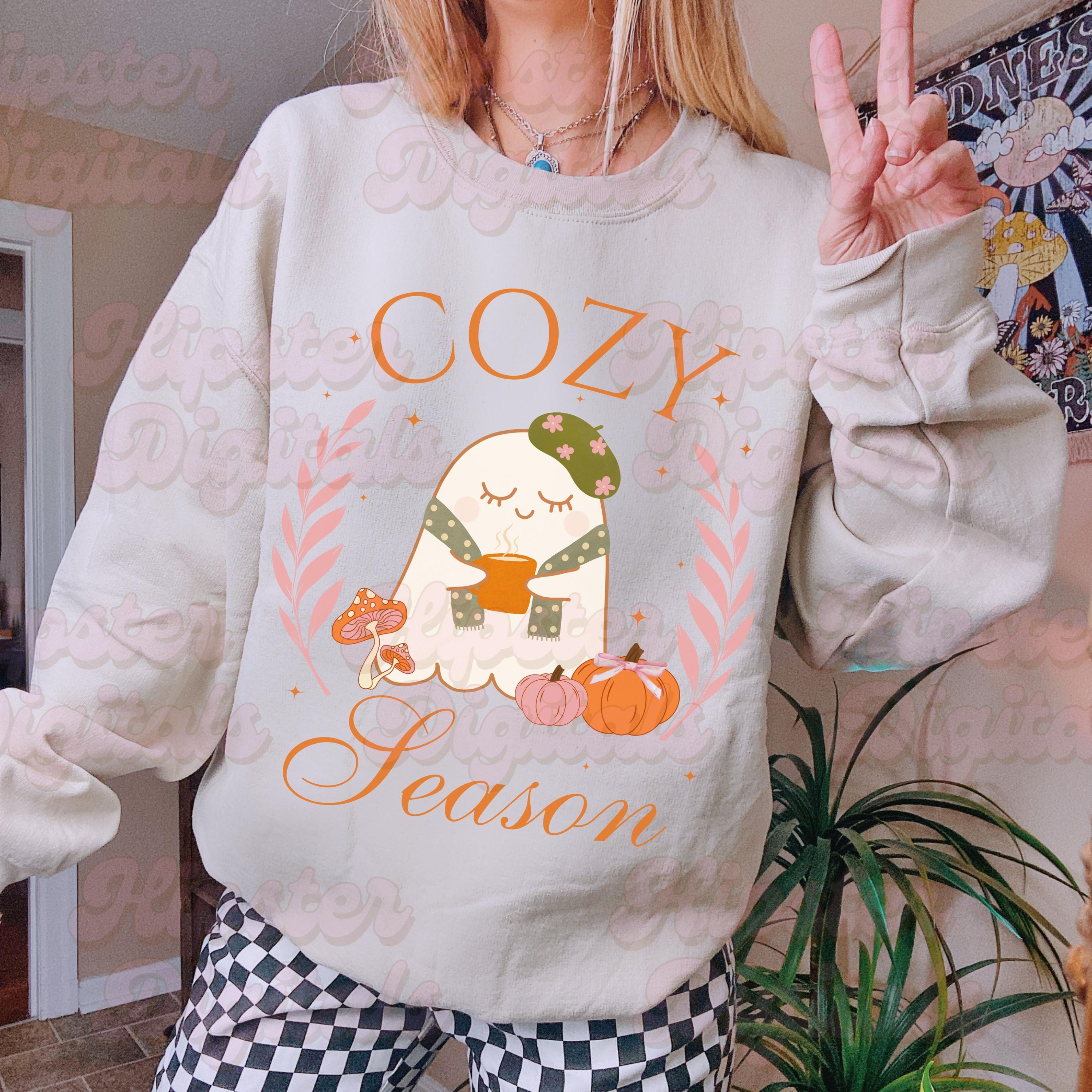 Cozy Season PNG, Cute Ghost Fall Png, Coquette Autumn Digital Download ...