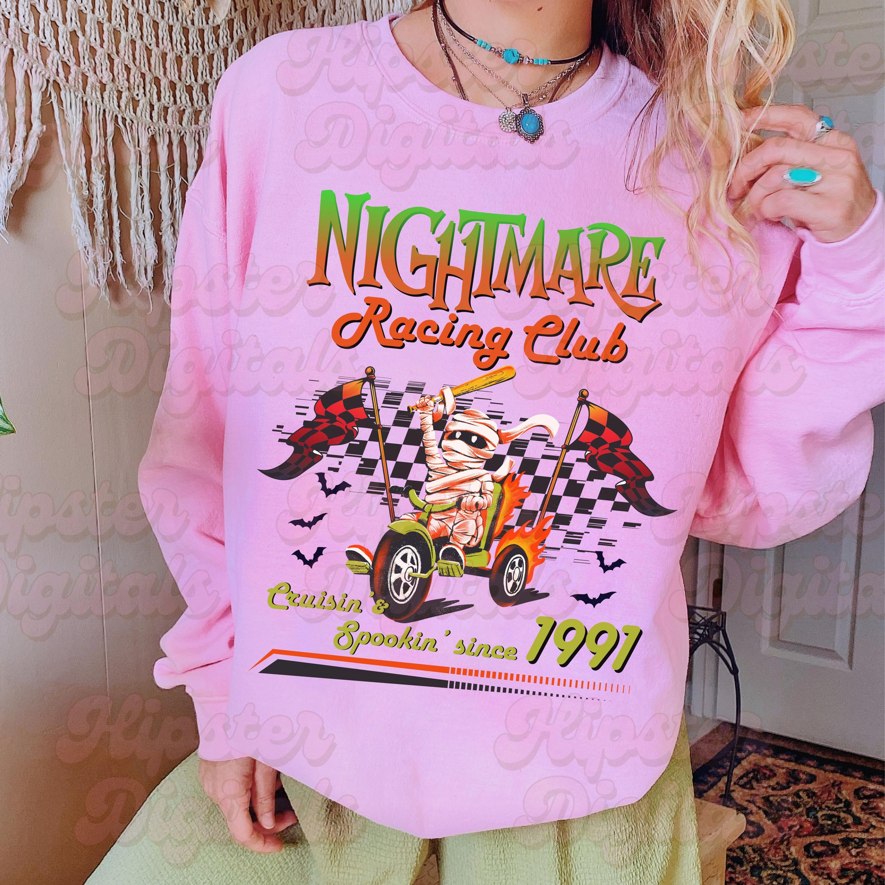 Nightmare Racing Club PNG, Checkered Mummy Motorcycle, Vintage Grunge ...