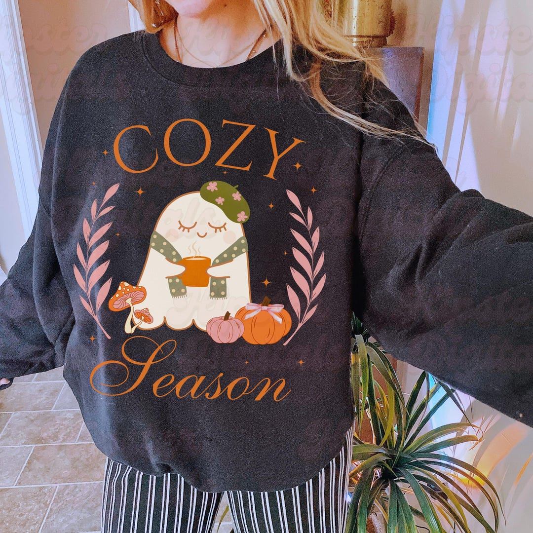 Cozy Season PNG, Cute Ghost Fall Png, Coquette Autumn Digital Download ...