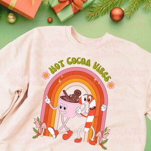 Hot Cocoa Vibes PNG | Retro chirstmas png, trendy christmas png, sublimation, groovy christmas digital download, gingerbread candy cane png