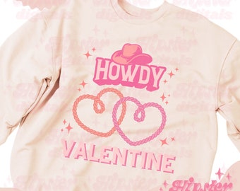 Bonjour la Saint-Valentin PNG, rose png de la Saint-Valentin, téléchargement de conception numérique de sublimation de Png de Saint-Valentin, conception de cowgirl de png de sweat-shirt occidental