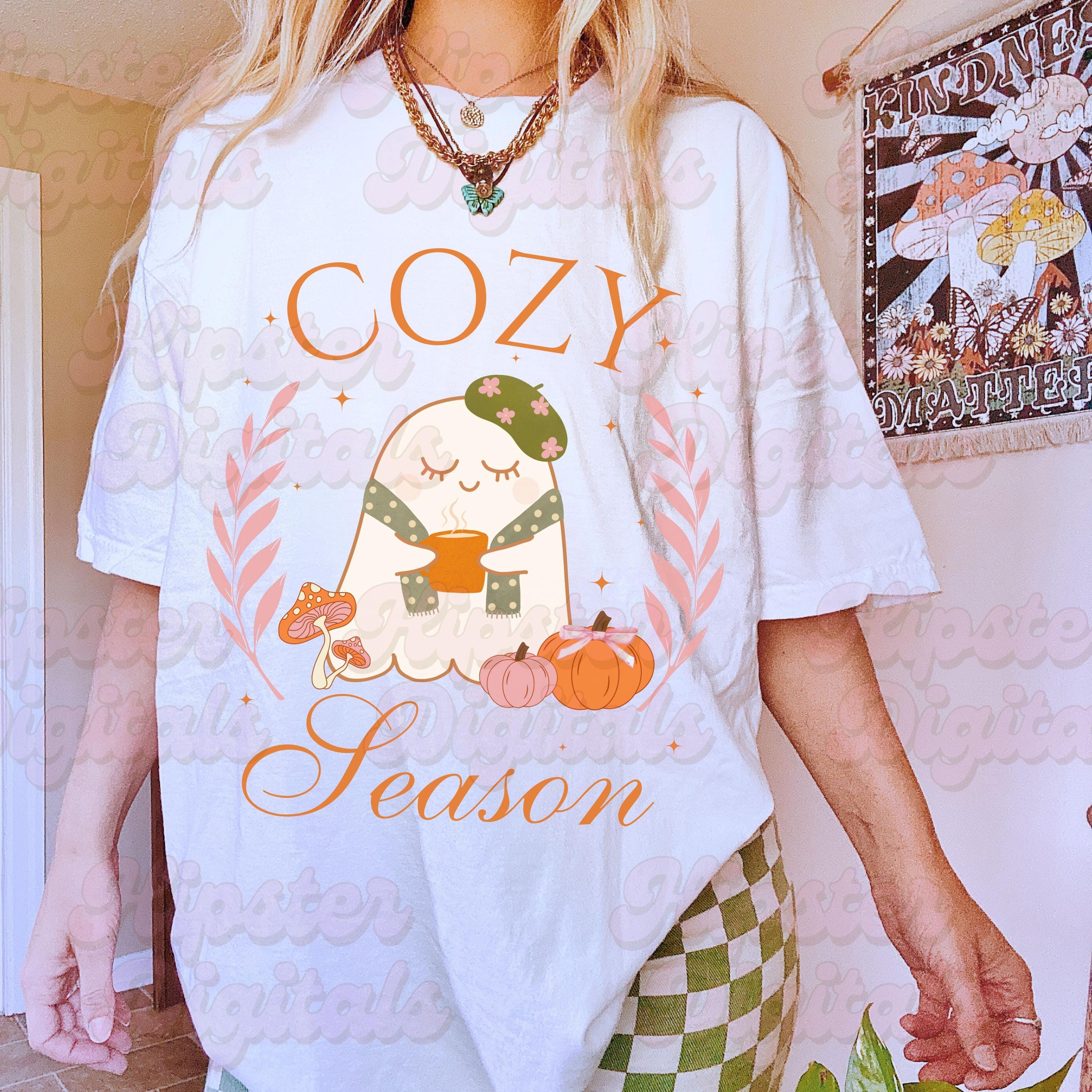 Cozy Season PNG, Cute Ghost Fall Png, Coquette Autumn Digital Download ...