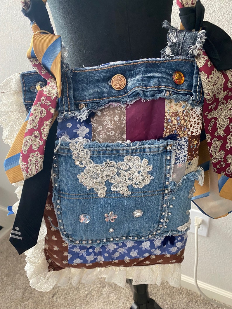 Denim Quilted Shoulder Bag - Dark Denim main image 0