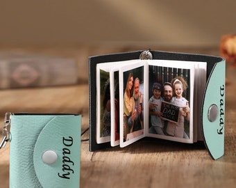 Personalized Mini Album Keychain Customized Photo & Name Leather Keychain Romantic Couple Gifts Birthday Gifts
