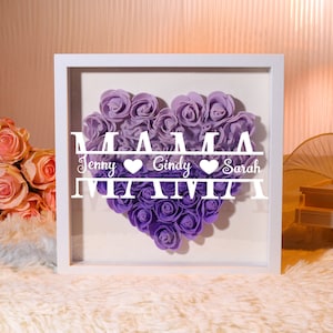 Personalized Flower Shadow box,Heart Rose Frame Decorations,Gift for Mom,Mother's Day zdjęcie 8