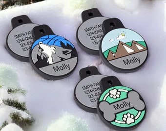 Premium Silent Pet ID Tag- Engraved Silicone Double Sided & Engraving Will Last- Pet Tags- Dog ID Tag- No jingle ID Tag