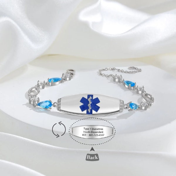 Adjustable Medical Emergency Contact Bracelet Women 5 Styles- Custom Medical Id Alert Bracelet for Her- Womens Copper Chain Bracelet