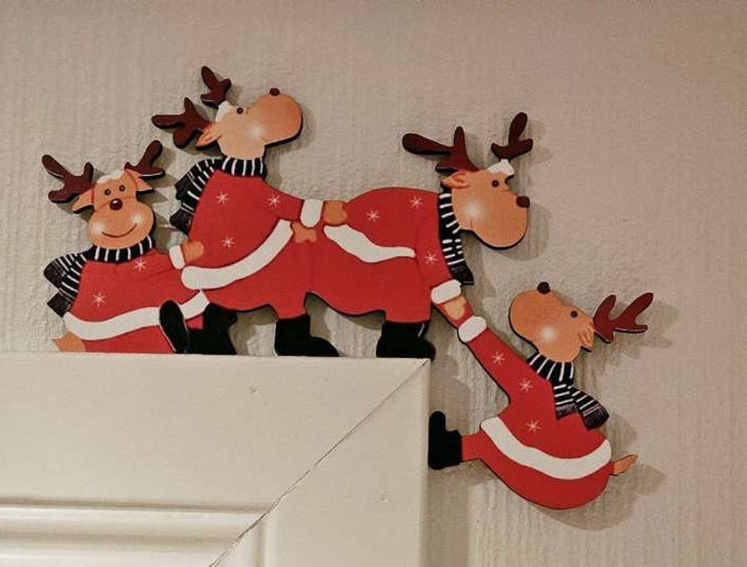 Festive Wooden Christmas Door Corner Decoration Etsy
