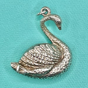 Stunning Vintage Swan Charm or Pendant Sterling Silver - large, RARE with fine detail