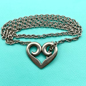 Vintage Retired James Avery Scroll Heart Toggle Necklace Pendant Sterling Silver 17&quot; RARE