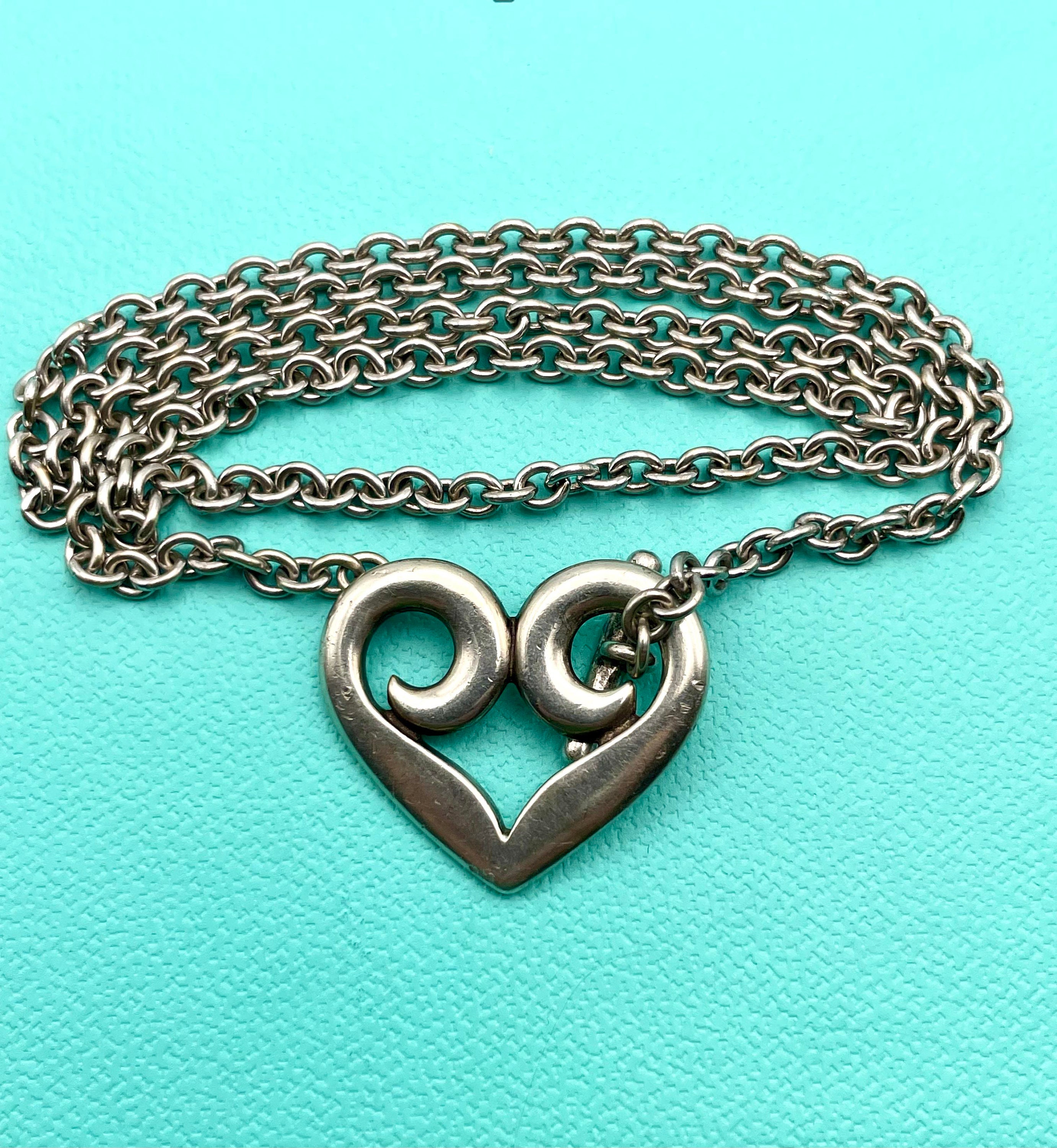 Super Rare Vtg James Avery Silver Checked Heart Necklace Usa