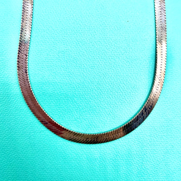 Vintage 925 Italy Sterling Silver Herringbone Necklace 30in. long, 4.3mm wide - Hallmarked