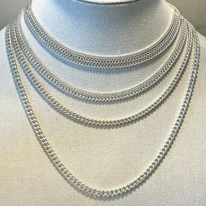 Pure Silver Curb Chain Necklaces S990 - variety of sizes 16&quot;-24&quot; and weight 9-41g – Hallmarked