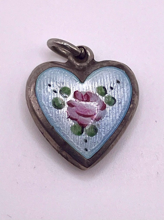 Vintage Puffy Heart LAMODE Guilloche Enamel Flower