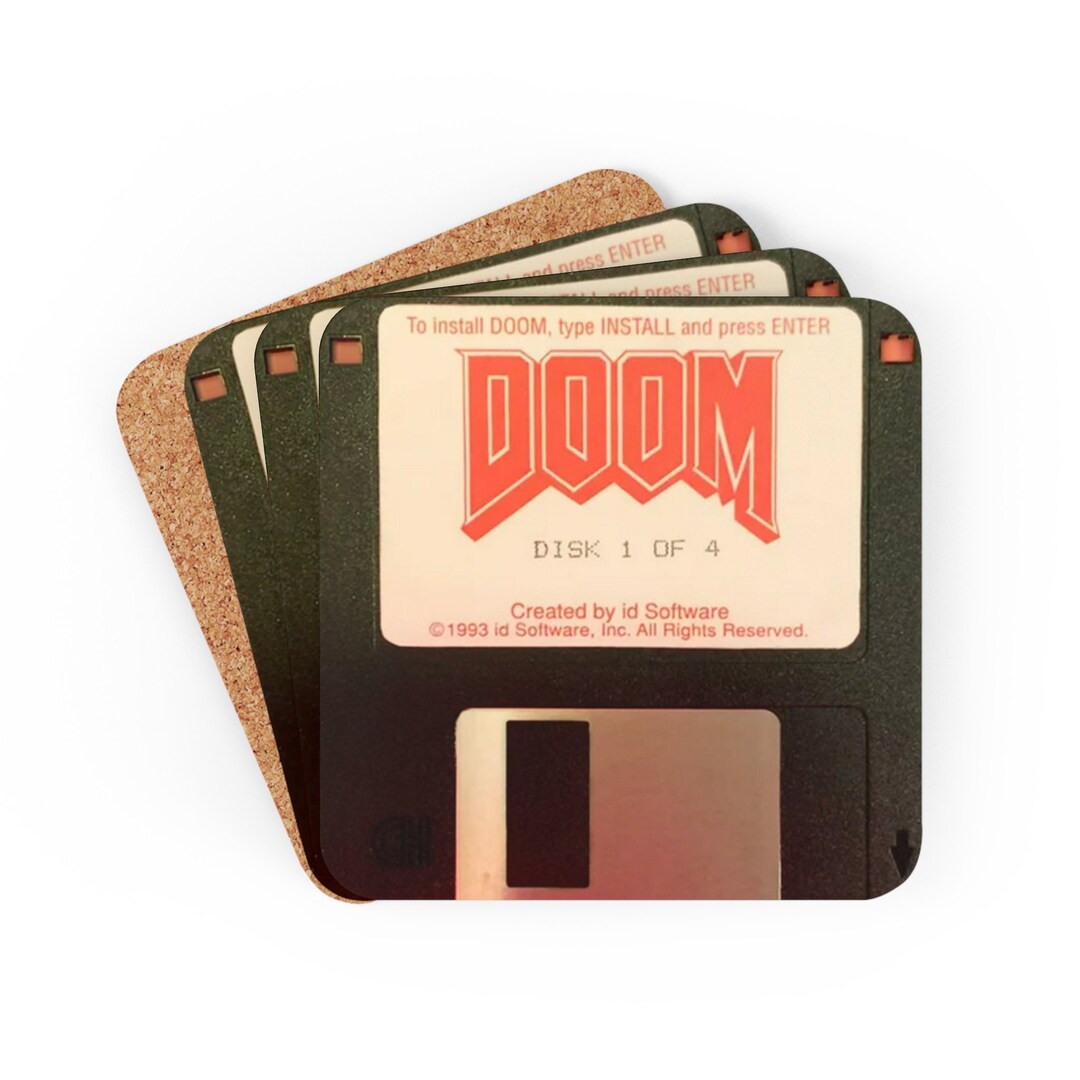 Original DOOM Floppy Disc Replica Coasters 4 Piece Set Etsy