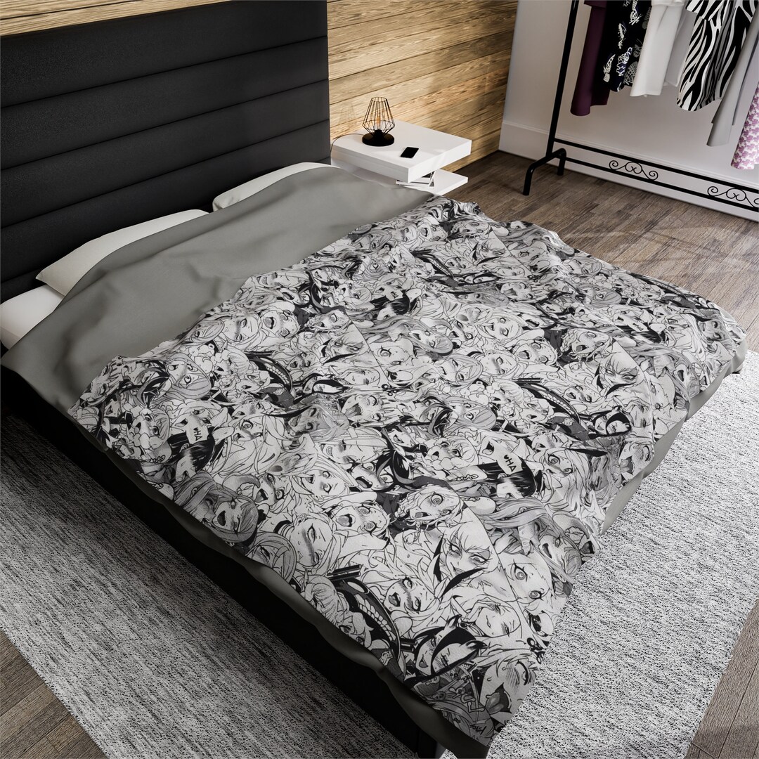 Ahegao Blanket Ahegao Anime Girl Blanket Plush Velveteen Etsy