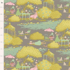 Tilda Sunday Brunch- Sunday Brunch Grey Cotton Fabric Yardage | TIL100586