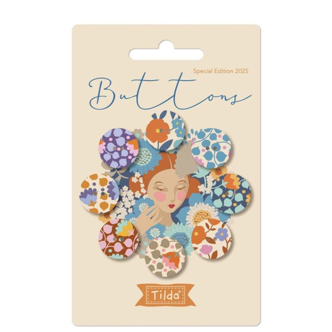 Tilda Wallflower Buttons 0.63in(16mm)8pcsblue/thsl | TIL400071 - Etsy