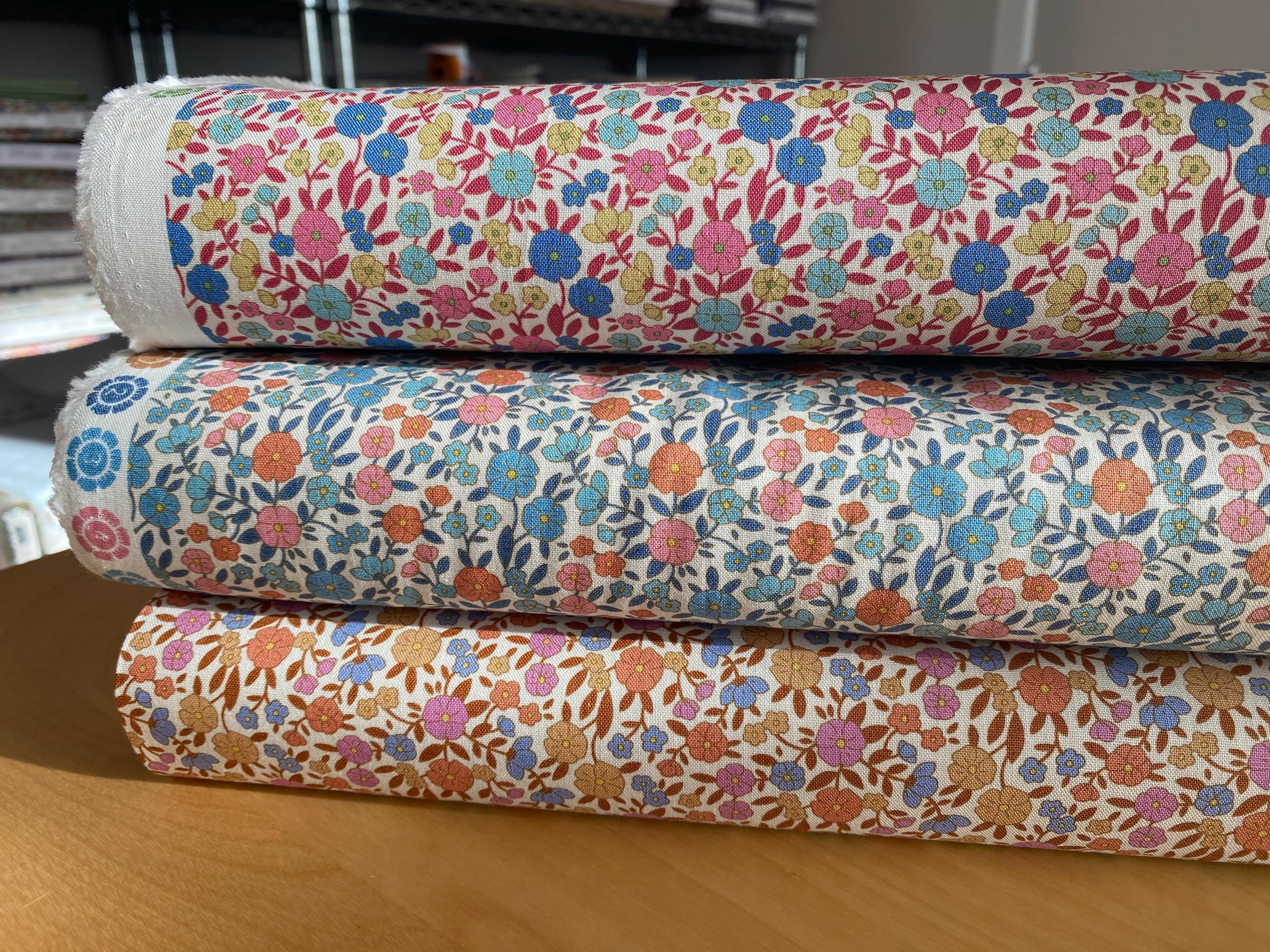 Tilda Wallflower- Janice Caramel, Red, Blue | 1/2 Yard - Etsy