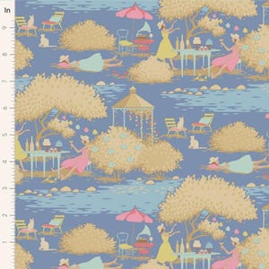 Tilda Sunday Brunch- Sunday Brunch Blue Cotton Fabric Yardage | TIL100596