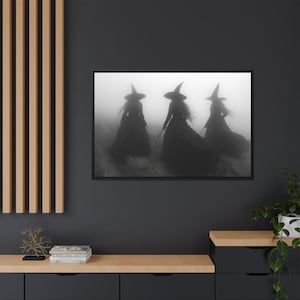 Spooky Witch Art Print, Framed Halloween Decor, Matte Canvas Wall Art, Witchcraft Home Decor, Gothic Wall Hanging