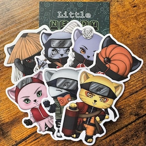 Ninja Kitty Stickers | Ninja Anime Inspired 3&quot; Matte Vinyl Stickers | Individual Sticker | Sticker Pack| Anime Stickers | Rogue Ninja