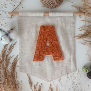 Linen Hanging Flag, Custom Banner, Linen bunting, Personalized banner flag, Nursery room decor, Linen Hanging Banner, Nursery Name Banner!