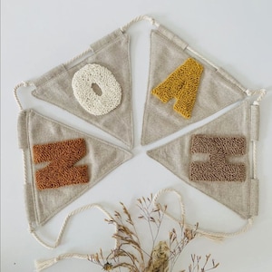 Nursery Name Banner, Linen Bunting  Banner, Custom Banner for Nursery, Pennant Banner, Linen Bunting, Nursery Flag Decoration!