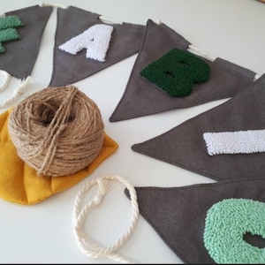 Name Banner, Custom Banner, Personalized Linen Bunting, Custom Pennant Banner, Linen Bunting, Nursery Flag Decoration, Flag Banner!