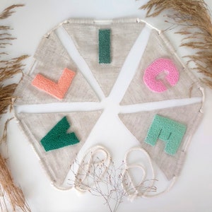 Name Banner, Custom Banner, Personalized Linen Bunting, Custom Pennant Banner, Linen Bunting, Nursery Flag Decoration, Flag Banner!