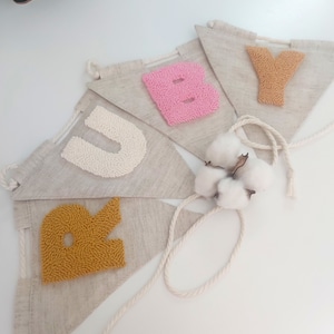 Personalized Linen Bunting, Custom Pennant Banner, Linen Bunting, Nursery Flag Decoration, Flag Banner, Custom Banner!