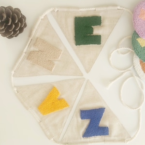 Name Banner, Custom Banner, Personalized Linen Bunting, Custom Pennant Banner, Linen Bunting, Nursery Flag Decoration, Flag Banner!