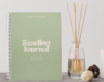 Journal de lecture vert pastel, journal personnalisé à spirales A5, critique de livre et suivi de lecture quotidien, cadeau pour amateur de lecture, carnet de notes
