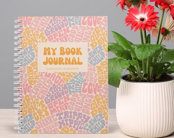 Diario de lectura retro, diario personalizado de libros en espiral A5, reseña de libros y seguimiento de lectura diaria, regalo para amantes de los libros, regalo de aniversario