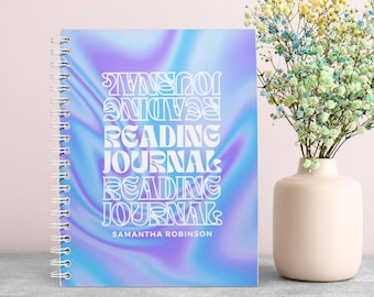 Diario de lectura multicolor azul, diario de libros en espiral A5 personalizado, reseña de libros y rastreador de lectura diaria, regalo para amantes de los libros