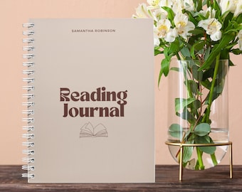Mocha Brown Reading Journal, Personalized A5 Spiral Book Journal, Book Review And Daily Reading Tracker, Gift For Book Lover,