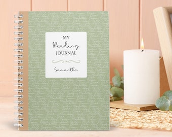 Reading Journal with Minimalistic Elegant Design, Personalized A5 Spiral Book Journal, Book Review, Daily Reading Tracker, Book Lover Gift