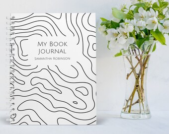 Reading Journal with Pattern, Personalized Abstract Spiral Book Journal, Daily and Monthly Book Review Organizer, Gift For Book Lover