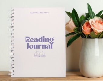 Blush Pink & Purple Reading Journal, Personalized A5 Spiral Book Journal, Book Review And Daily Reading Tracker, Gift For Book Lover